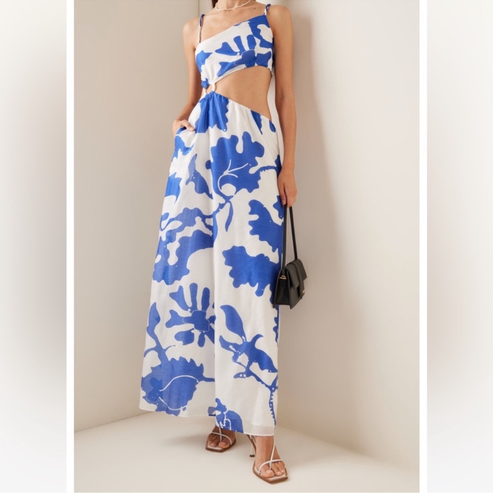 SIR Vivi Asymmetric Cotton-Silk Maxi Dress US6 - Picture 2 of 12